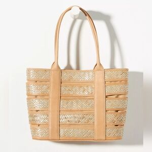 Bembien Woven Straw Tote Bag with Tan Trim